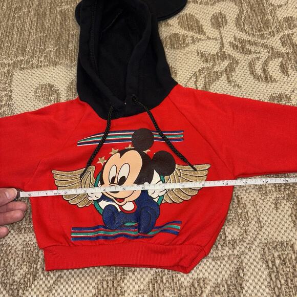 Vintage 80’s 90’s Disney Babies Mickey Red Hoodie Mickey Ears Size 6-12 Months - Picture 11 of 16